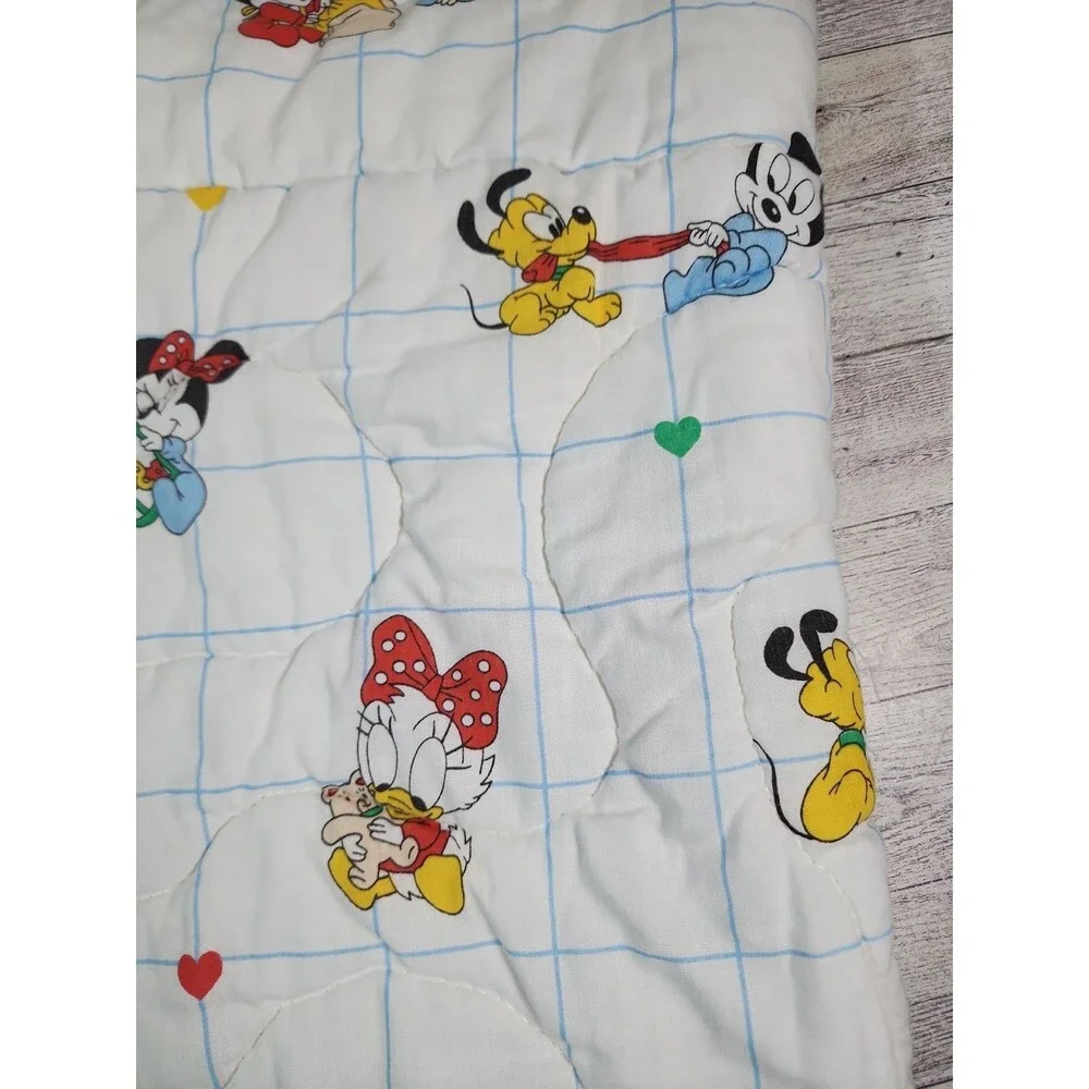 Vintage 80s Dundee Disney Baby Crib Quilt Blanket 40x32